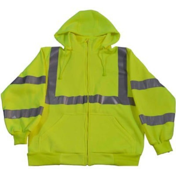 Petra Roc Inc Petra Roc Zip-Up Hooded Sweatshirt, ANSI Class 3, Polar Fleece, Lime, L LSWS-C3-L
